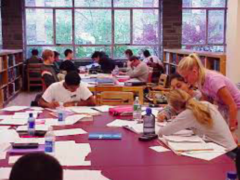 View of a table in Carpenter Hall, 1990